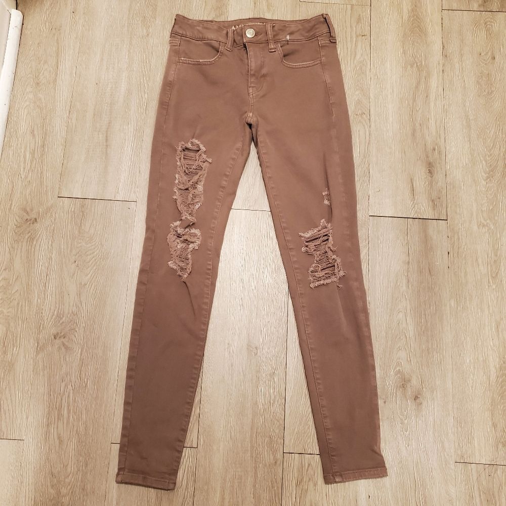American Eagle distressed super stretch X jeggings size 4